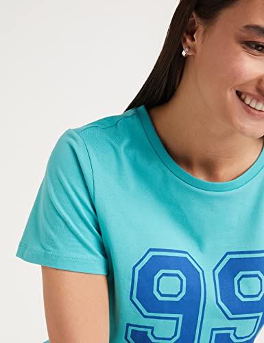 Image of Amazon Brand - Symbol Women's Graphic Cotton Stretch Half Sleeve Round Neck Regular Fit T-Shirt (Tunic Length)