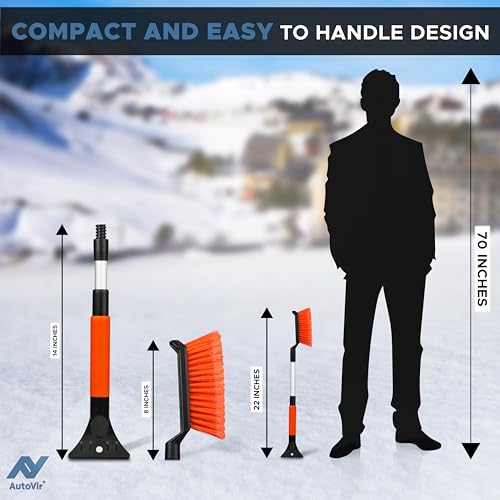 Image of Autovir Extendable Snow Brush & Ice Scraper for Windshield 26 inch Snow Brush | Brush with Ice Scraper | Extendable Snow Remover for Cars & SUVs | Snow Scraper for Car Windshield and Windows