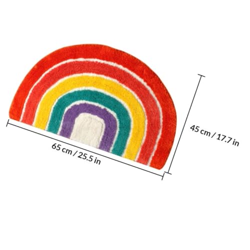 Tapis de bain arc-en-ciel en polyester semi-circulaire antidérapant pour salle de bain - 4