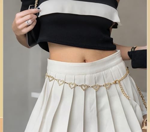 Wojgzon Heart Chain Belts for Girls Kids - Rhinestone Gold Metal Waist Belt for Flower Girl Dresses Jeans by Wojgzon - Image 5