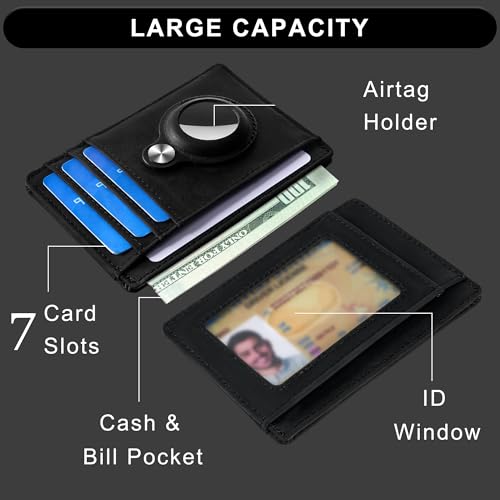 Image of Hawanik Slim Minimalist Front Pocket Wallet with Built-in Case Holder for AirTag