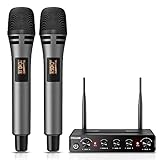 TONOR TW350 Wireless Microphones for Singing,UHF Handheld Dynamic Karaoke Mics& Receiver for Deveices with XLR&6.35mm Audio Interfaz, 200ft. for Wedding, DJ, Party, Church,Outdoor Events, Grey