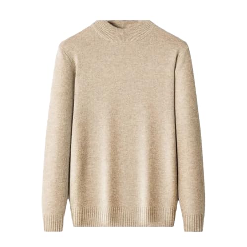 Men's Wool Sweater Half High Collar Autumn Spring Pullover Knitted Warm Tops Brown Gray