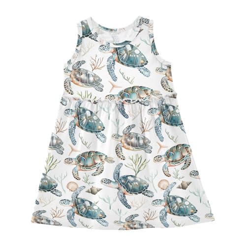 Sleeveless Summer Dress Flower Purple Tile Pattern Girls Skirt Dresses