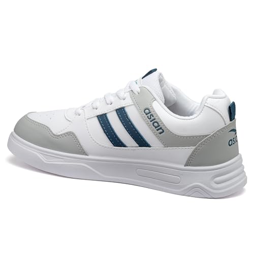 Image of ASIAN Men's BOSTON-02 White Casual Sneaker Shoes with Synthetic Upper Lightweight Comfortable Mid Top Sneaker Shoes for Men's & Boy's