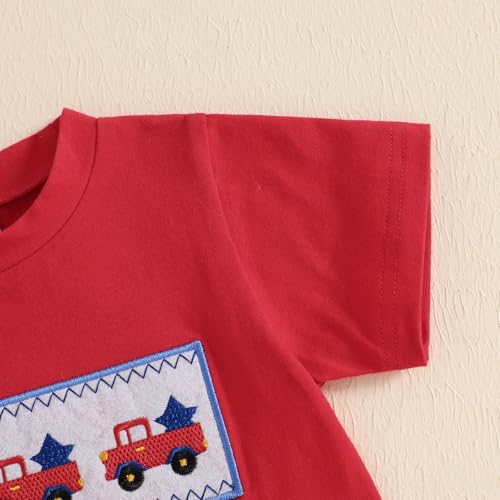 Image of 4th Of July Toddler Boy Outfit Popsicle American Flag T-Shirt and Gingham Plaid Shorts Set Independence Day Clothes