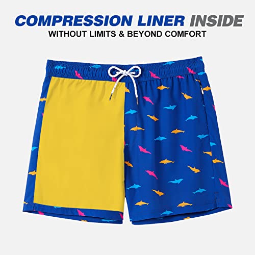 Image of BRISIRA Mens Swim Trunks Swim Shorts Quick Dry 5 inch Inseam Beach Shorts with Compression Liner and Zipper Pocket