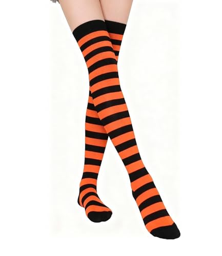 Image of Womens Thigh High Socks Athletic Stripe Cute Colorful Over the Knee High Sock Colorful Long Tube Sock