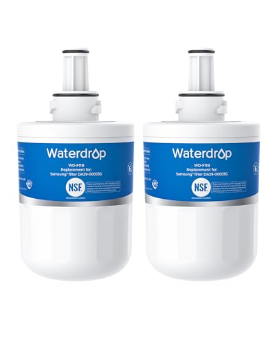 Image of Waterdrop DA29-00003G Refrigerator Water Filter, Replacement for Samsung®, DA29-00003B, DA29-00003A, Aqua-Pure Plus, HAFCU1, RFG237AARS, FMS-1, RS22HDHPNSR, RSG257AARS, 2 Filters (Package May Vary)