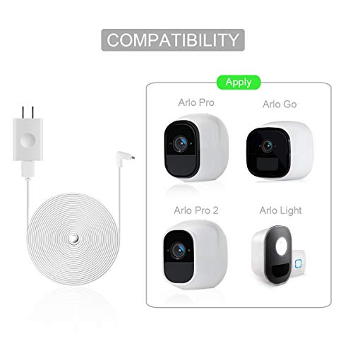 Lenink Weatherproof Outdoor Power Cable with Quick Charge 3.0 Power Adapter Compatible with Arlo Pro and Arlo Pro 2,Arlo Go and Arlo Security Light,White(16ft/5m)