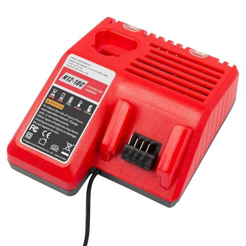 ASUNCELL M12 & M18 Multi Fast Charger for Milwaukee Dual Port Lithium Battery Charger Compatible with Milwaukee M18 48-11-1840 48-11-2401 48-59-1812 48-11-2420 48-11-2440 48-11-1820 48-11-1850