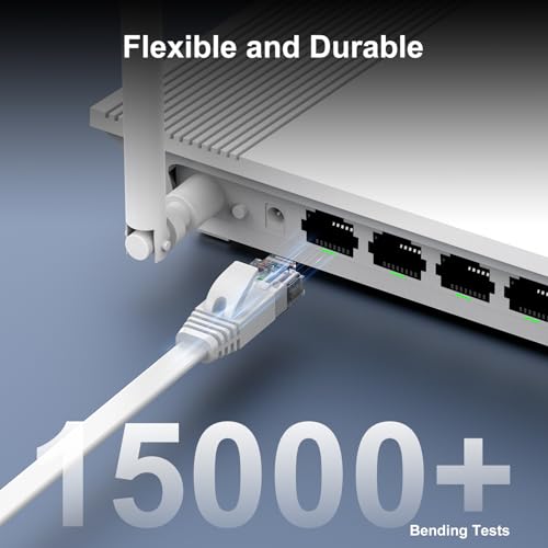 Cable Ethernet Cat 6 de 5 pies blanco con conectores RJ45 miniatura 5