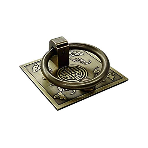 Tiazza Chinese Style Antique Brass Ring Pull Handle Set Kitchen Cabinets Wardrobe Drawer Classical Furniture Decoration Classic Pure Copper Handle - Image 2