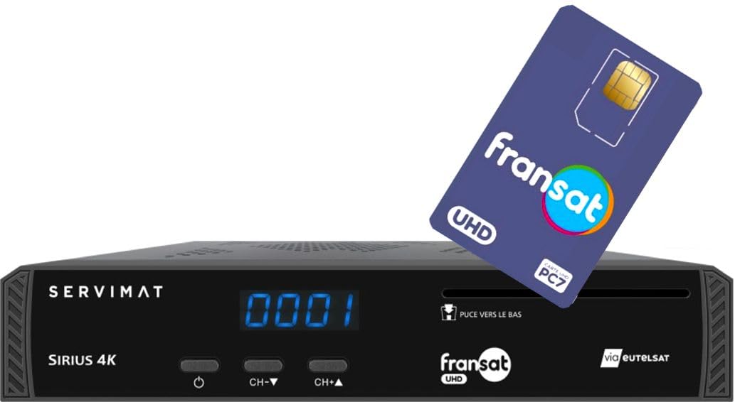 Récepteur Satellite FRANSAT UHD 4K modèle Sirius 4K PVR Ready + Carte FRANSAT UHD