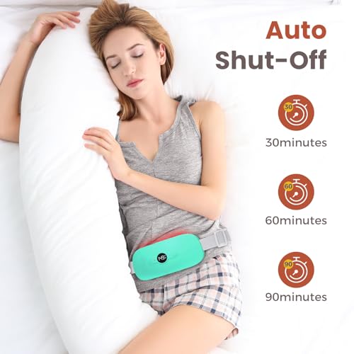 Image of NOWWISH Heating Pad for Period Cramps, Portable Electric Cordless Menstrual Heating Pad Rechargeable with 6 Heat Levels and 6 Massage Modes, Gifts for Women, Dorm Room Essentials for Girls, Green
