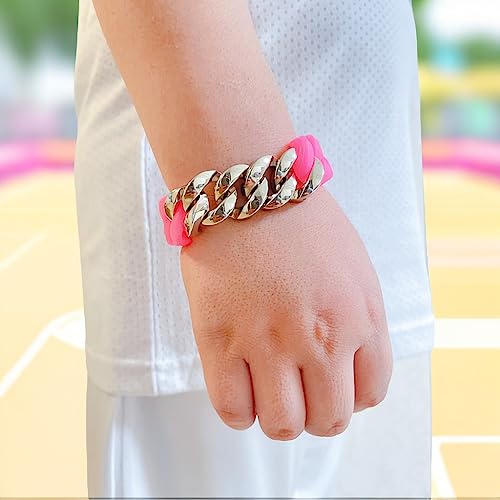 Double Twist Charm Energy Silicone Bracelets For Women And Men, Silicone Rubber And Stainless Steel Chain Best Fashion Gift For Any Occasion (Pink) #TOP3