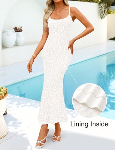 Image of ZESICA Womens Summer Floral Sleeveless Square Neck Midi Dress