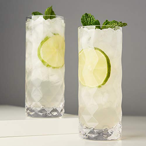 Viski Raye Gem Crystal Highball szklanki zestaw 2 szt. – kryształowe szklanki do picia, fantazyjne szklanki koktajlowe typu highball, zestaw upominkowy, 400 ml