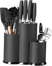 حامل أدوات المطبخ 3×1: حاملة سكاكين مثبتة للسكاكين، أدوات مطبخ صفاية وحامل أدوات المائدة بشكل أسطواني، لتوفير تنظيم عملي ومرتب للمطبخ مع تصاميم عصرية وفعالة