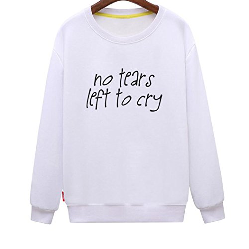 CINFUN Women's No Tears Left to Cry Casual Sweatshirt (White Small)