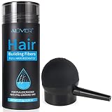 Aliver Hair Fibers for Thinning Hair & Spray - Black - 27.5 Gr, Undetectable Natural Formula - Thick