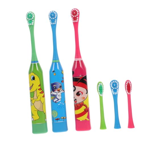 LRXIYODE Cepillos De Dientes Eléctricos Para Niño Niña De Suave y Automático Tecnología De Vibración Colores Diversos Dinosaurio Gris