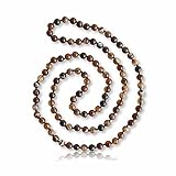 MGR MY GEMS ROCK! 36 Inch Long 7.5-8MM Polished-Finish Genuine Brown Striped Agate Endless Infinity Opera Length Chakra Mala Beaded Strand Necklace for Men or Women.