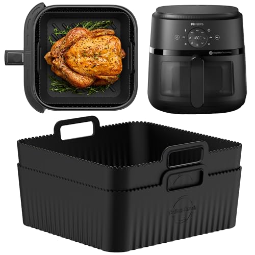 Premium Silicone Liners for Philips Air Fryer 2000 Series 6.2L | 2.5mm Thick, Ultra-Durable, Built to Last | Dishwasher Safe | 2Pcs Silicone Liners for Cosori 5.5L, 4.7L AF140UK / AF180UK