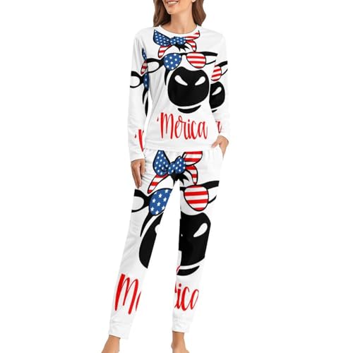 Pyjama vache femme pour soirées cocooning vêtement de nuit manches longues