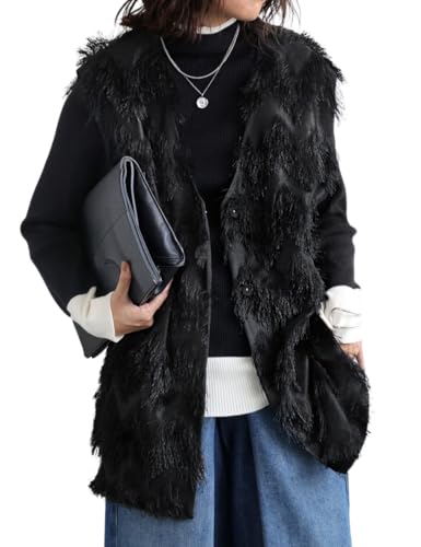 [antiqua] アンティカ フリンジ ベスト レディース ノースリーブ PK-01169 Onesize 05 ブラック