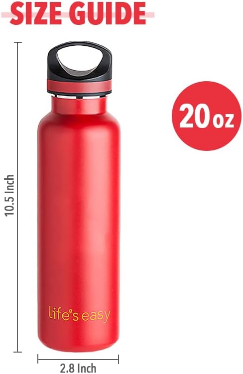 Miniatura 2 de LIFE'S EASY Botella de agua deportiva aislada con tapa. Frasco térmico de doble pared de acero inoxidable al vacío para bebidas frías y calientes,