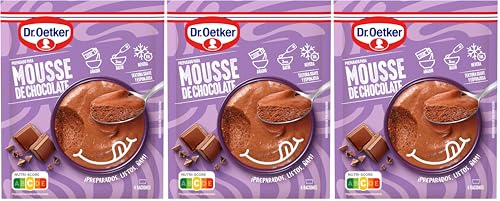 DR. OETKER Mousse de Chocolate, Preparado para Mousse de Chocolate - Estuche con Mezcla Preparada para Mousse Sabor Chocolate 73g (Cantidad 4 Raciones) (Paquete de 3)