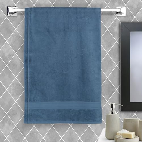 Image of Arvind 100% Cotton Towels for Bath | Towels for Bath Large Size | 500 GSM Bath Towel - Soft & Absorbent | 1 Piece Bath Towel for Men /Women | Urban Comfort | 70 cm x 140 cm - Dark Blue