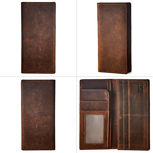 Vintage Top Grain Leather Wallet for Men Gift Box Top Grain Leather Minimalist Wallet for Men RFID Blocking Vintage Handmade Card Holder Bifold Slim Wallet Gift Box3