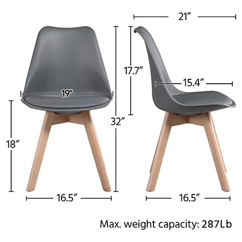 Yaheetech Dining Chairs Dsw Chair Accent Chair Shell Pu Side Chair With Beech Wood Legs Modern Mid Century Eiffel Inspired Chair Upholstered Dining Room Living Room Bedroom Kitchen Dark Gray, 4Pcs #TOP3