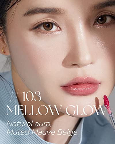 Equmal Non-Section Glowy Tint – 103 Mellow Glow – Glass Lasting Transparent & Flexible Lip Makeup - Moisturizing Lip Stain For Glossy Finish – Buildable Lipstick For Fuller Looking Lip, 0.18 Fl.oz. #TOP2