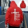 Generisch Men's Christian Cross Print Hoodie The Way, The Truth, The Life Hoodies Sweatshirts Men's Sweatshirt Sports Jacket Autumn Jacket Oversize, Red, XXL #1