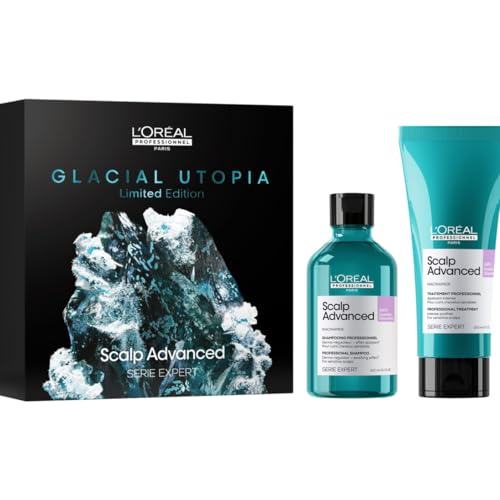 L'Oréal Professionnel, Cofanetto Regalo, Shampoo + Trattamento, Per Cuoio Capelluto Sensibile, Per Capelli Luminosi e Setosi, Con Niacinamide, Scalp Advanced, 300 ml + 250 ml