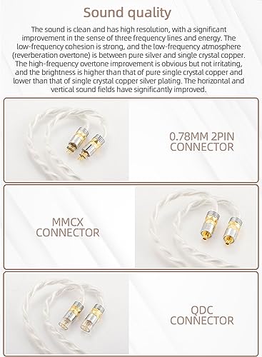 Image of IEM Braid High Silver Earphone Cable with 2PIN-0.78mm 4.4mm Balanced Replacement Cord for Oriolus, Audeze iSINE20, LCDi3, 64audio A12t, TIA RE2000, Legend X, Billie Vision, VE6, DUNU SA6 IEMs
