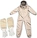 Fransande Mono de apicultor para apicultores, traje de apicultor profesional, traje protector para apicultura completo para el cuerpo, traje para abeja ventilada con elástico, guantes de piel,