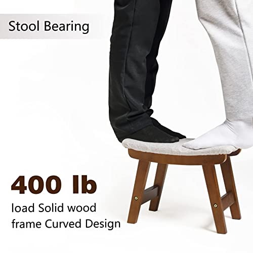 Houchics Foot Stool, Foot Stool Small,Ottoman Foot Rest,Small Foot Stool,Foot Stool Under Desk,Wood Foot Stool For Living Room, Bedroom And Kitchen (Walnut Legs-Gray Cover) #TOP5