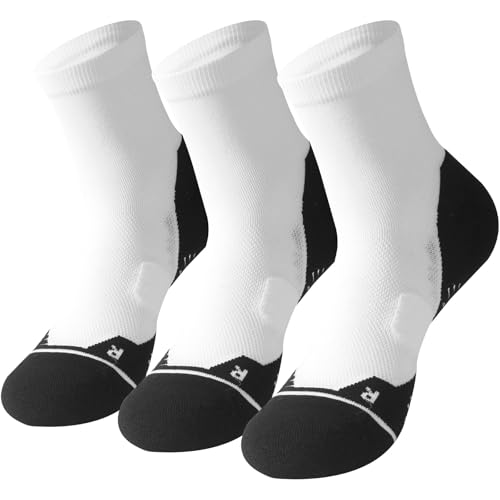 HUSO Compression Ankle Running Socks: Athletic Socks for Men Women with Cushion,Work Hiking Basketball Sport Socks 3 Pairs