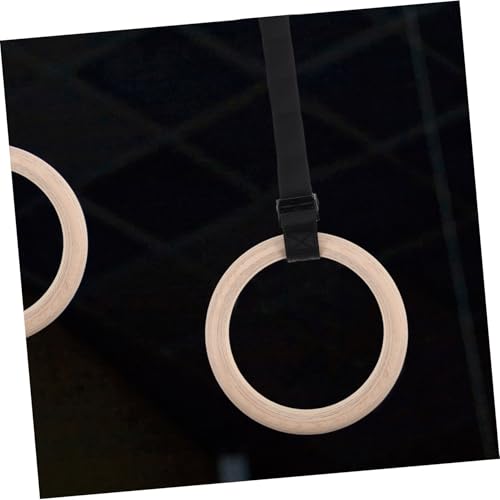 Anillas de gimnasia de madera con correas ajustables para fitness en casa miniatura 6
