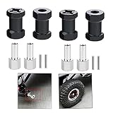 HeyMi 4Pcs 12mm Aluminum Wheel Hex Hub 20mm Offset Extension for Axial scx10 D90 90046 Tamiya MST 110 RC Car Crawler (20mm, Black)