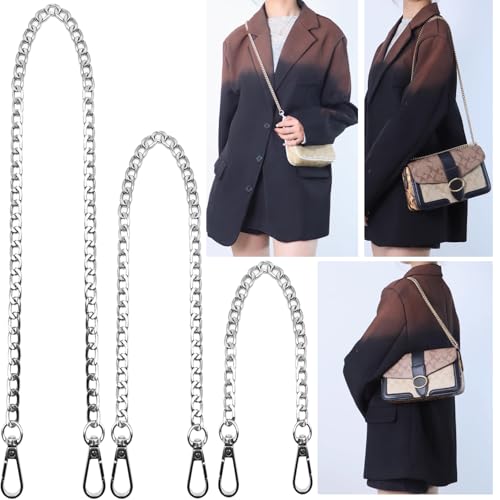 Hongbaite 3 Pack Silver Metal Chains for Purse Strap Wallet Bag Chain Replacement (16 36 48)