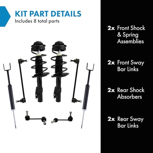 Image of TRQ Front and Rear Suspension Kit Complete Strut & Coil Spring Assembly Shock Absorber Sway Bar Stabilizer Link Compatible with 2013-2016 Dodge Dart