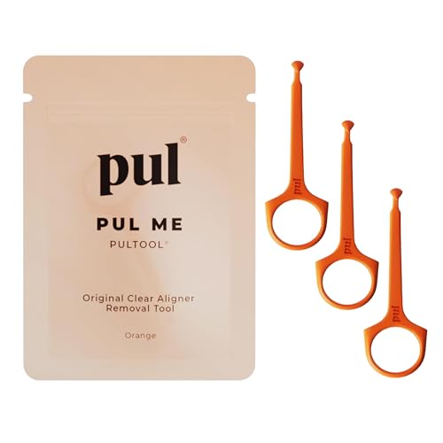 Image of The Pultool Clear Aligner Removal Pul Tool For Invisalign Removable Braces&Trays|Compatible With Removable Braces,Aligners,Retainers,&Dentures|Hygienic,Durable,Compact|(3,Orange)
