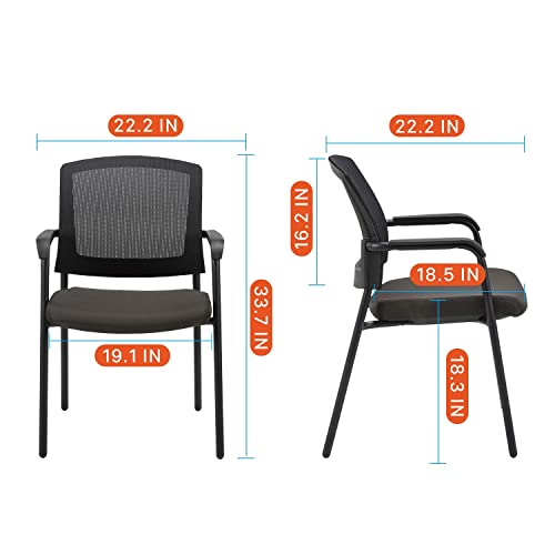 Clatina Office Reception Guest Chair Mesh Back Stacking With Ergonomic Lumbar Support And Thickened Seat Cushion For Waiting Conference Room (Black, 2 Pack) #TOP1