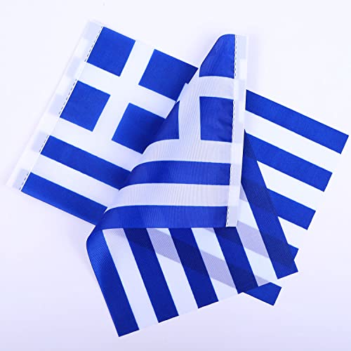 Fwiw Greece Greek Flag Greece Table Flag Small Mini Greece Office Desk Flags With Stand Base,Countries National Festival Events Home Office Decorations(2Pack) #TOP3