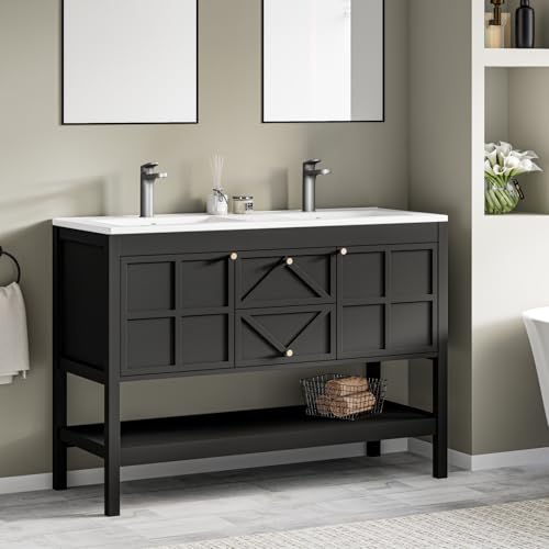 ELEVACHIC 48" Bathroom Vanity with Double Sink Combo, Undermount Sink